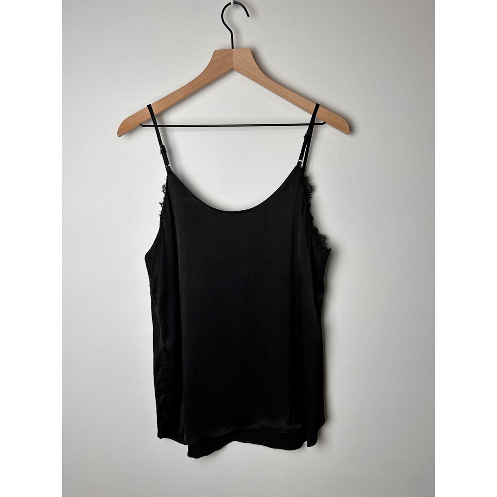 Floret Anthropologie Black Lace Trim Cami Top Sleeveless Blouse - Picture 2 of 8